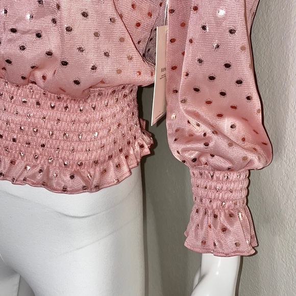 NEW PINK METALLIC POLKA DOT L/S TURTLENECK TOP! - Picture 5 of 8